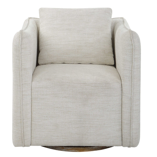American Home Furniture Uttermost Corben White Swivel Armchair