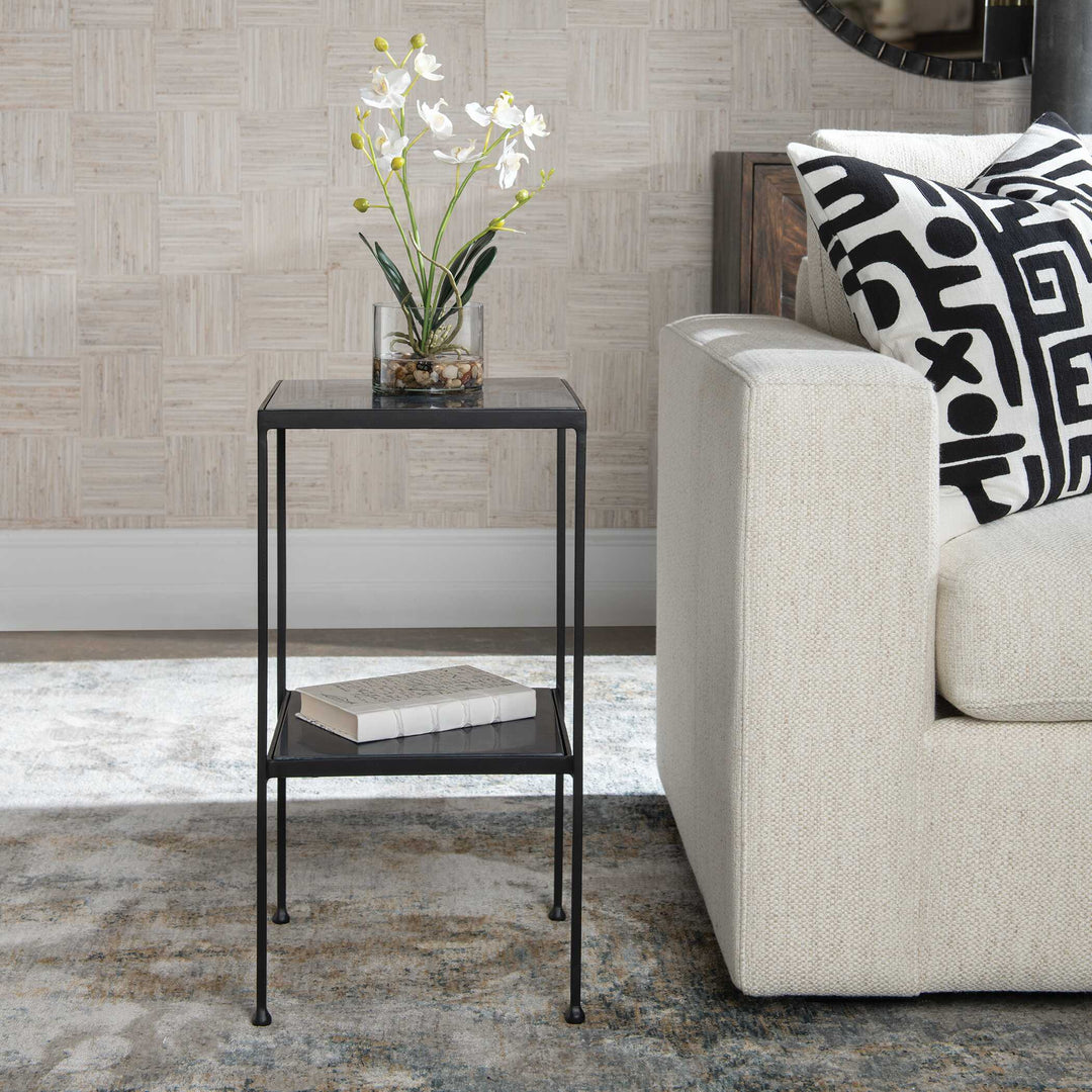 American Home Furniture Uttermost Sherwood Square Marble Accent Table