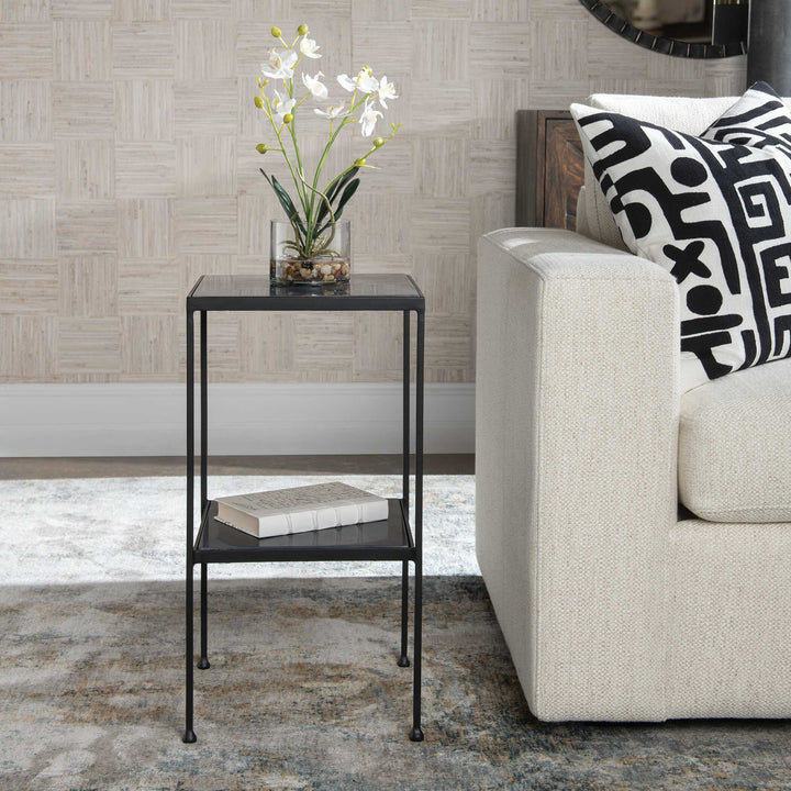 American Home Furniture Uttermost Sherwood Square Marble Accent Table