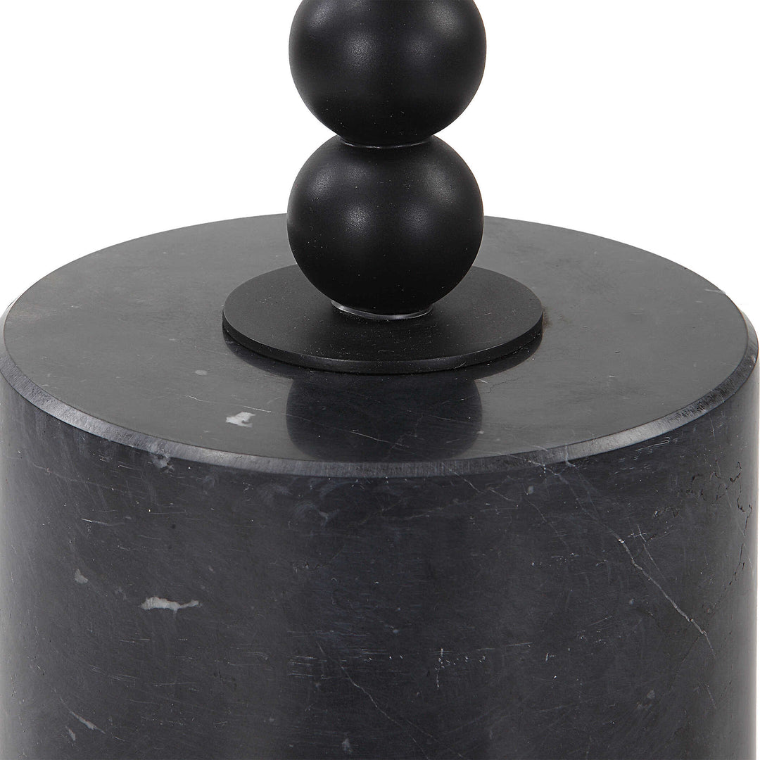American Home Furniture Uttermost Bead Black Marble Drink Table