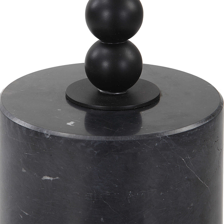 American Home Furniture Uttermost Bead Black Marble Drink Table