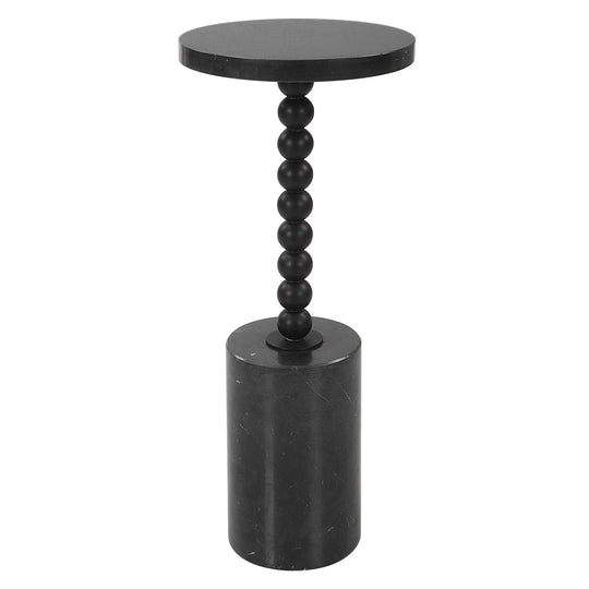 American Home Furniture Uttermost Bead Black Marble Drink Table