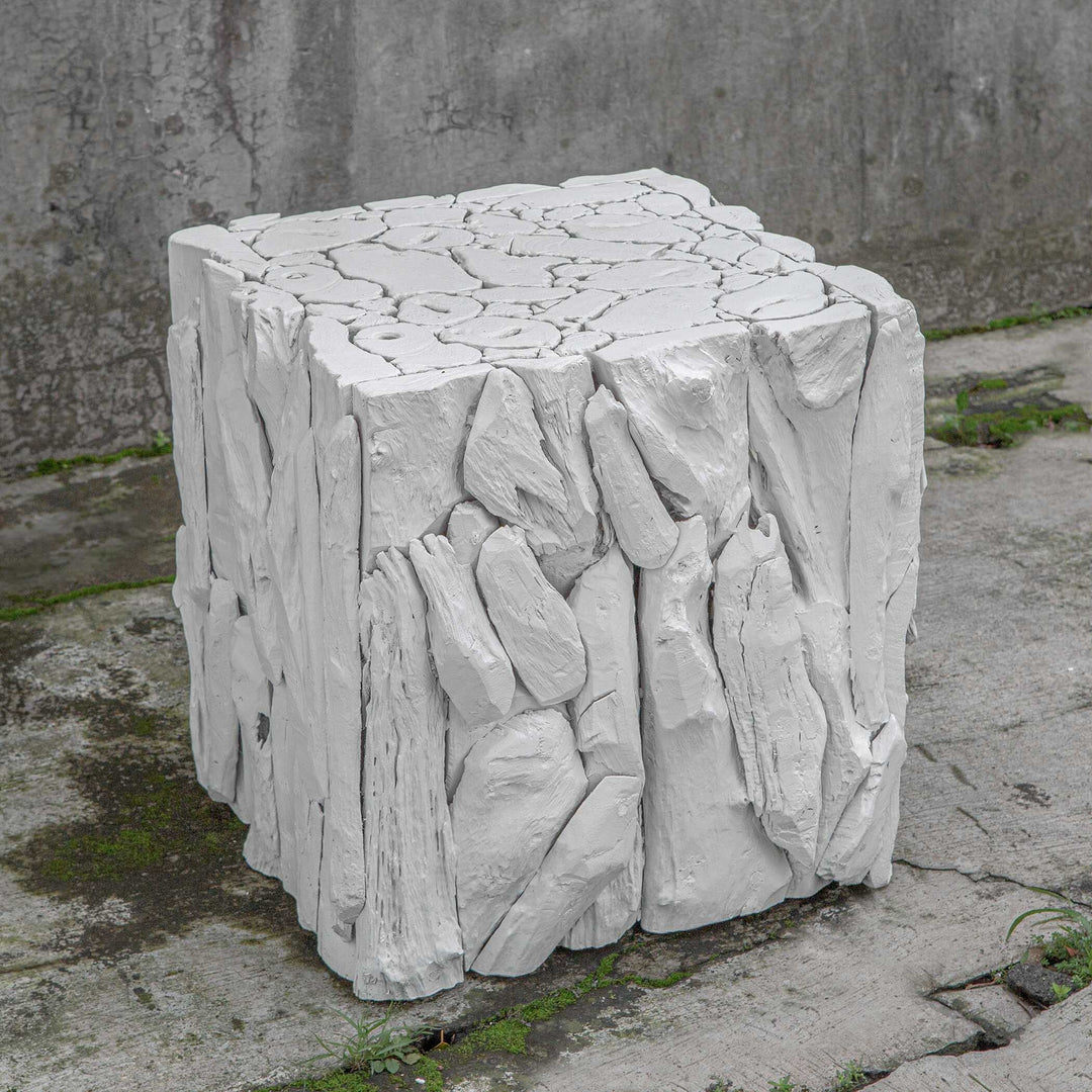 American Home Furniture Uttermost Teak Root White Bunching Cube