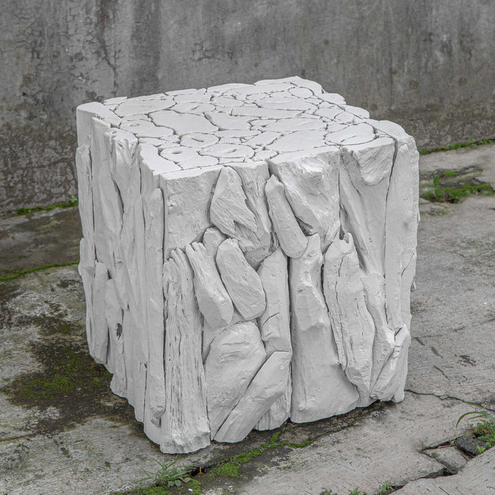 American Home Furniture Uttermost Teak Root White Bunching Cube