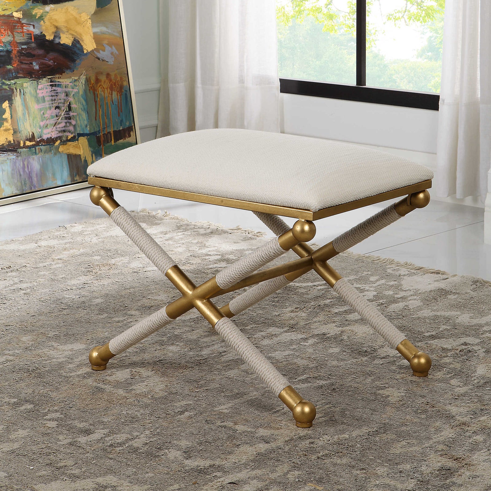 American Home Furniture Uttermost Socialite White Small Bench