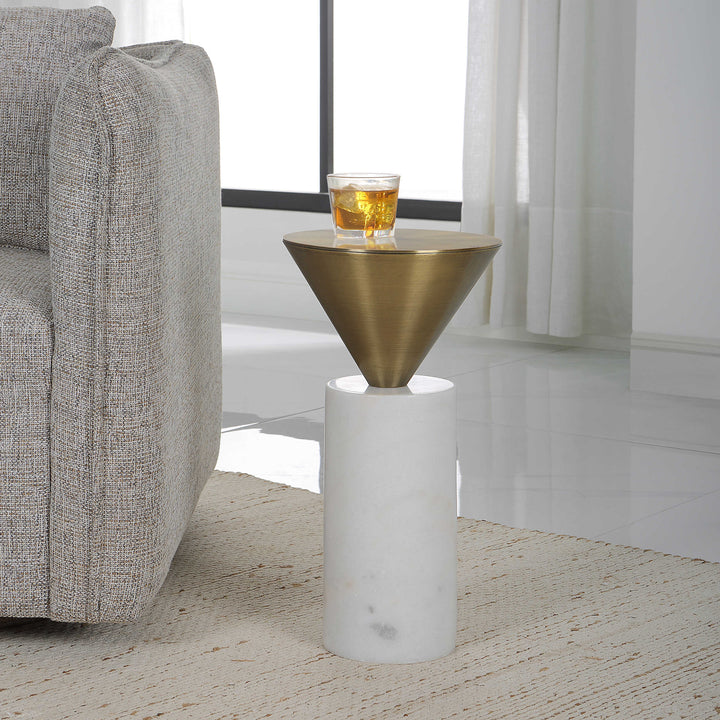 American Home Furniture Uttermost Top Hat Brass Drink Table