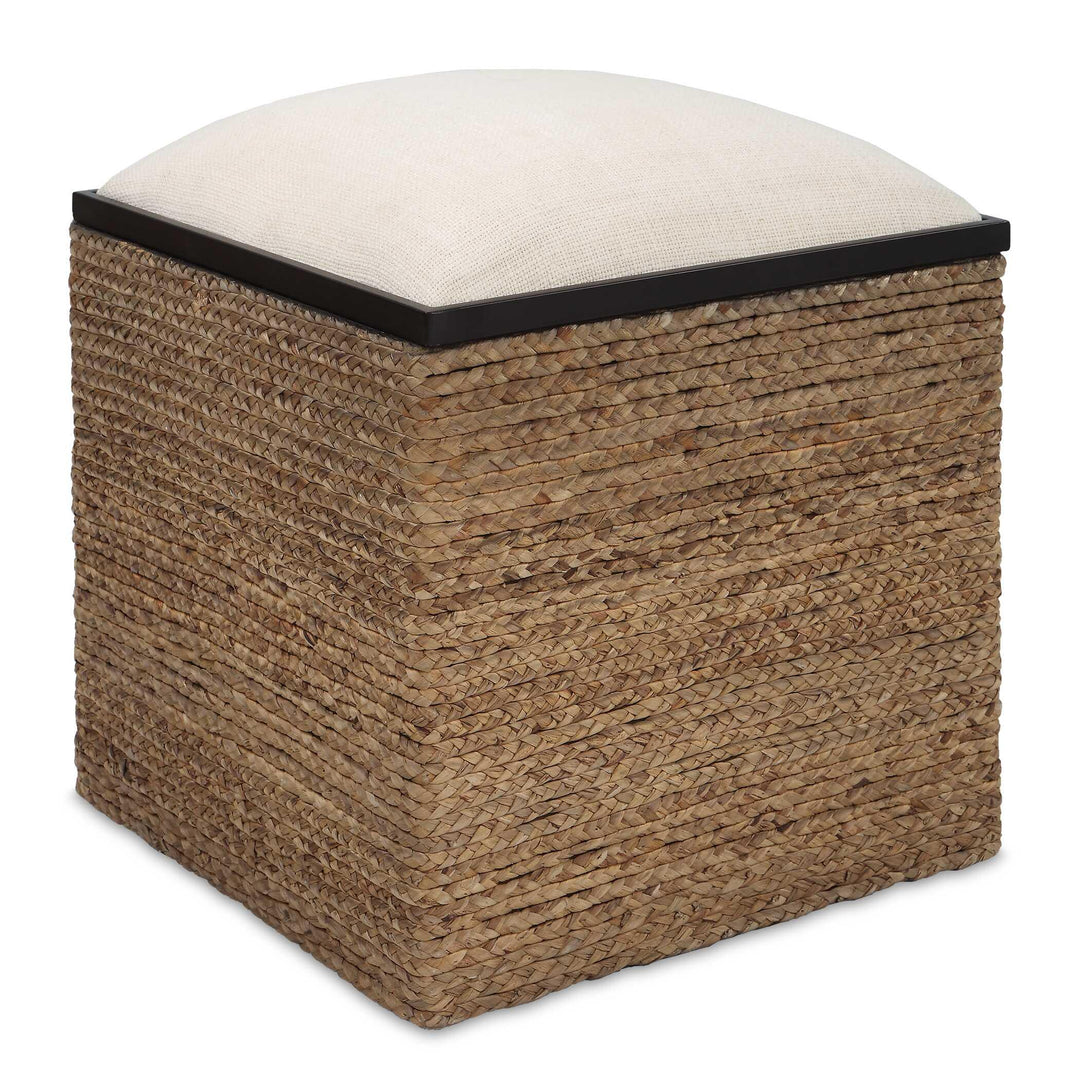 Island Square Straw Accent Stool - AmericanHomeFurniture