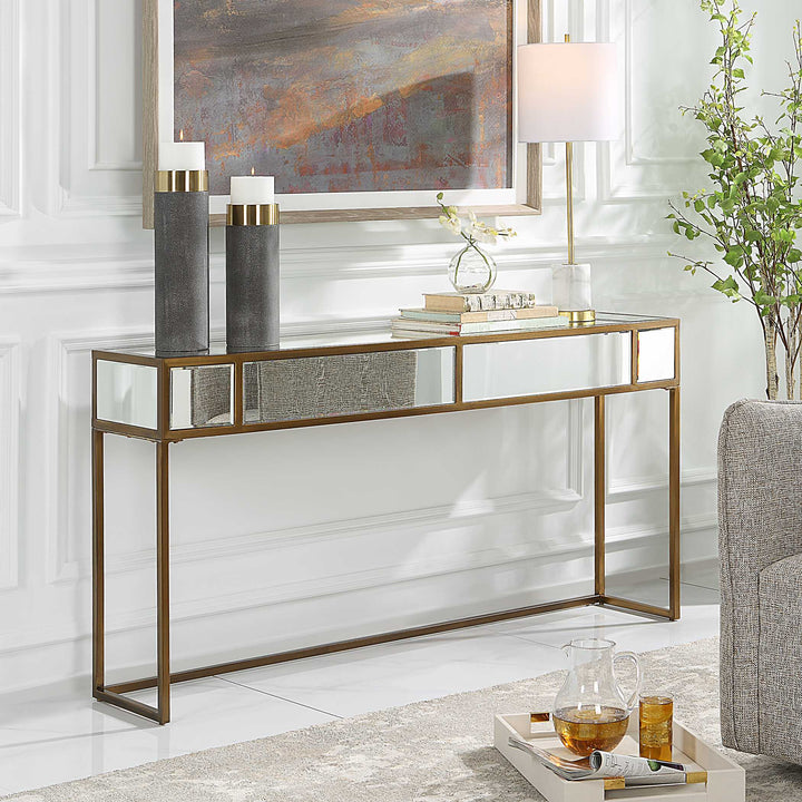 American Home Furniture Uttermost Reflect Mirrored Console Table