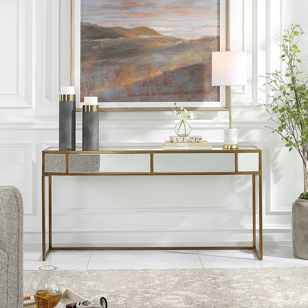American Home Furniture Uttermost Reflect Mirrored Console Table