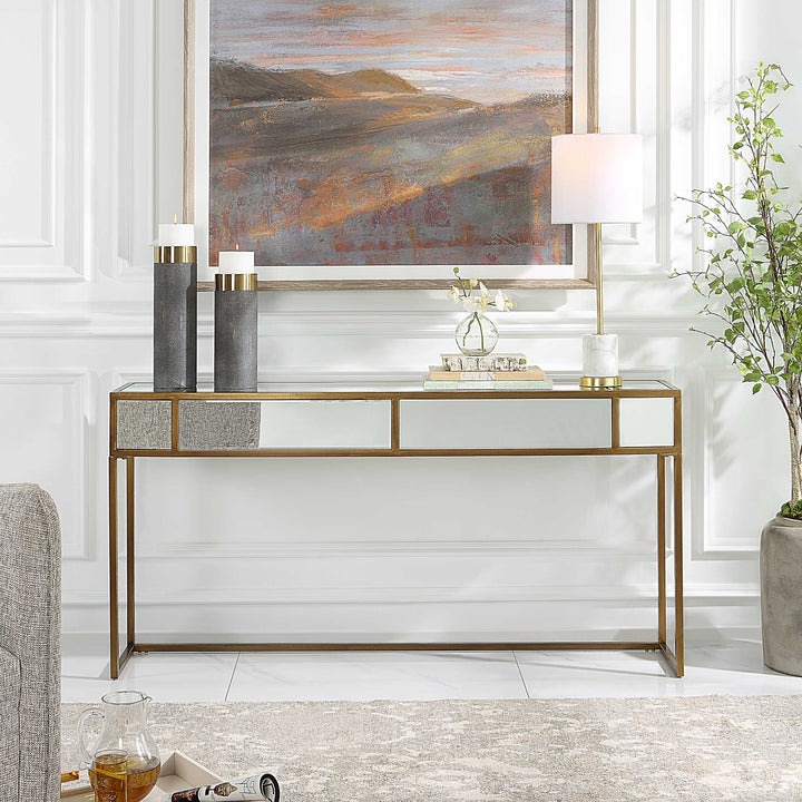 American Home Furniture Uttermost Reflect Mirrored Console Table