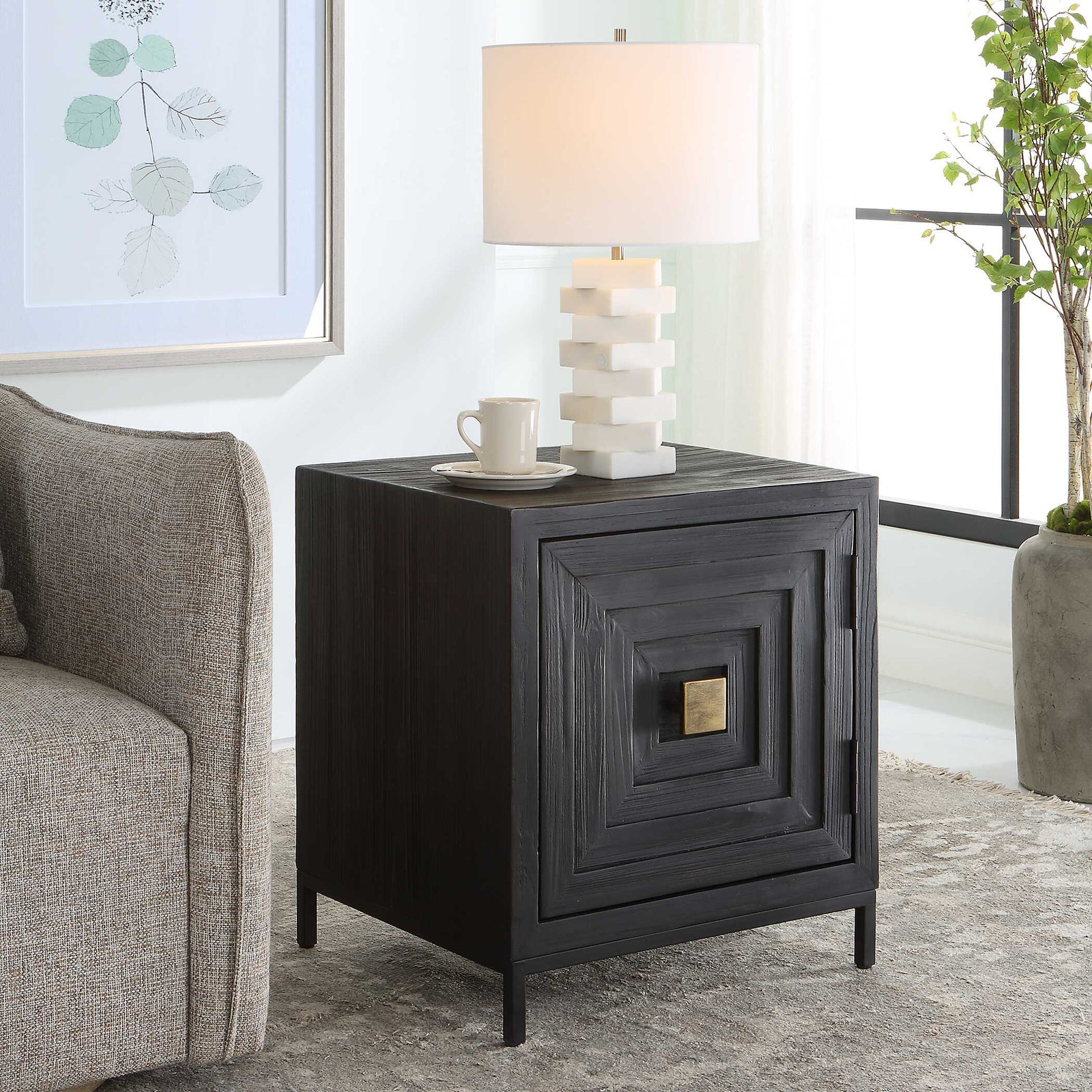 American Home Furniture Uttermost Aiken Geometric Cabinet / End Table