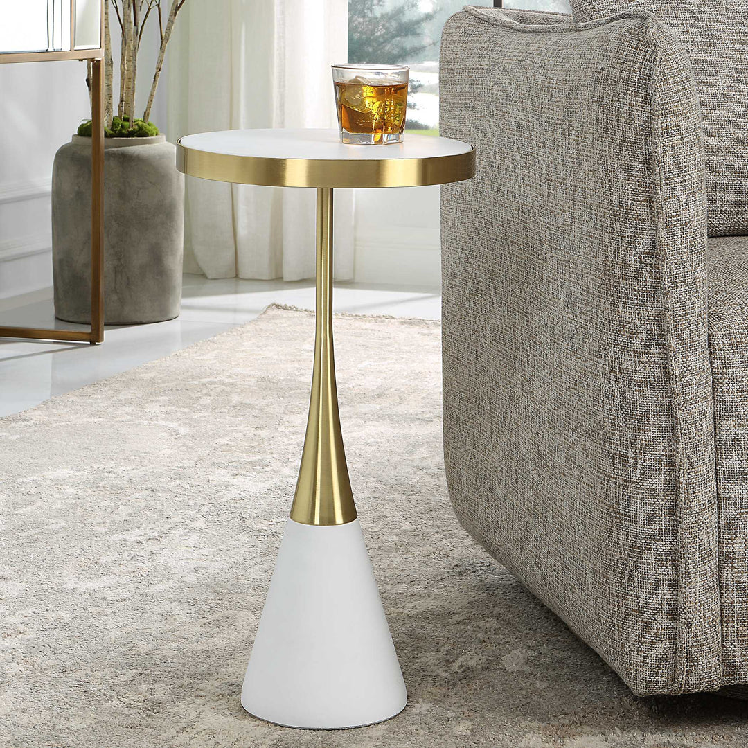 American Home Furniture Uttermost Apex White Concrete Accent Table
