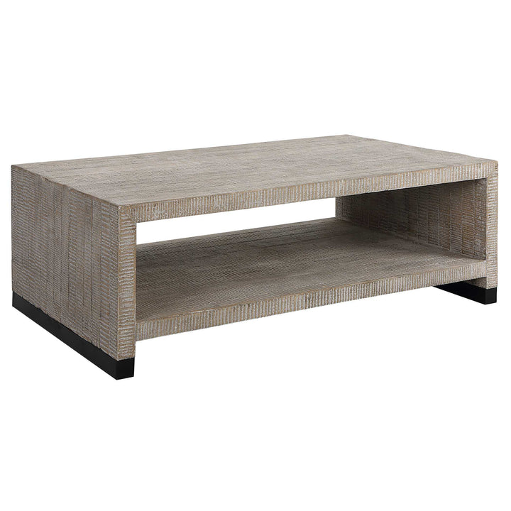American Home Furniture Uttermost Bosk White Washed Coffee Table