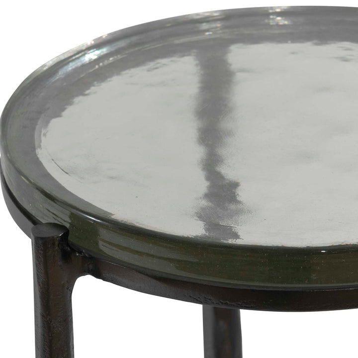 American Home Furniture Uttermost Eternity Iron & Glass Accent Table