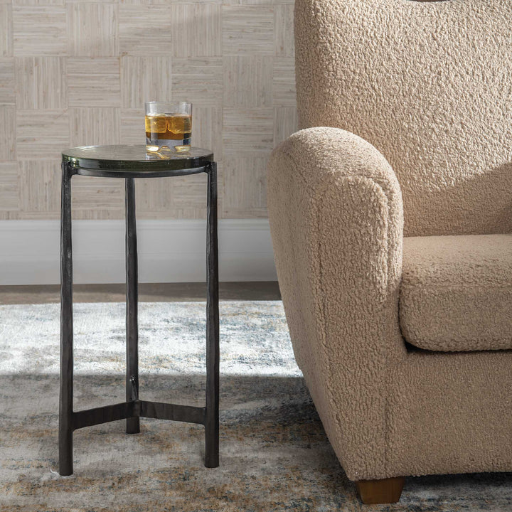 American Home Furniture Uttermost Eternity Iron & Glass Accent Table