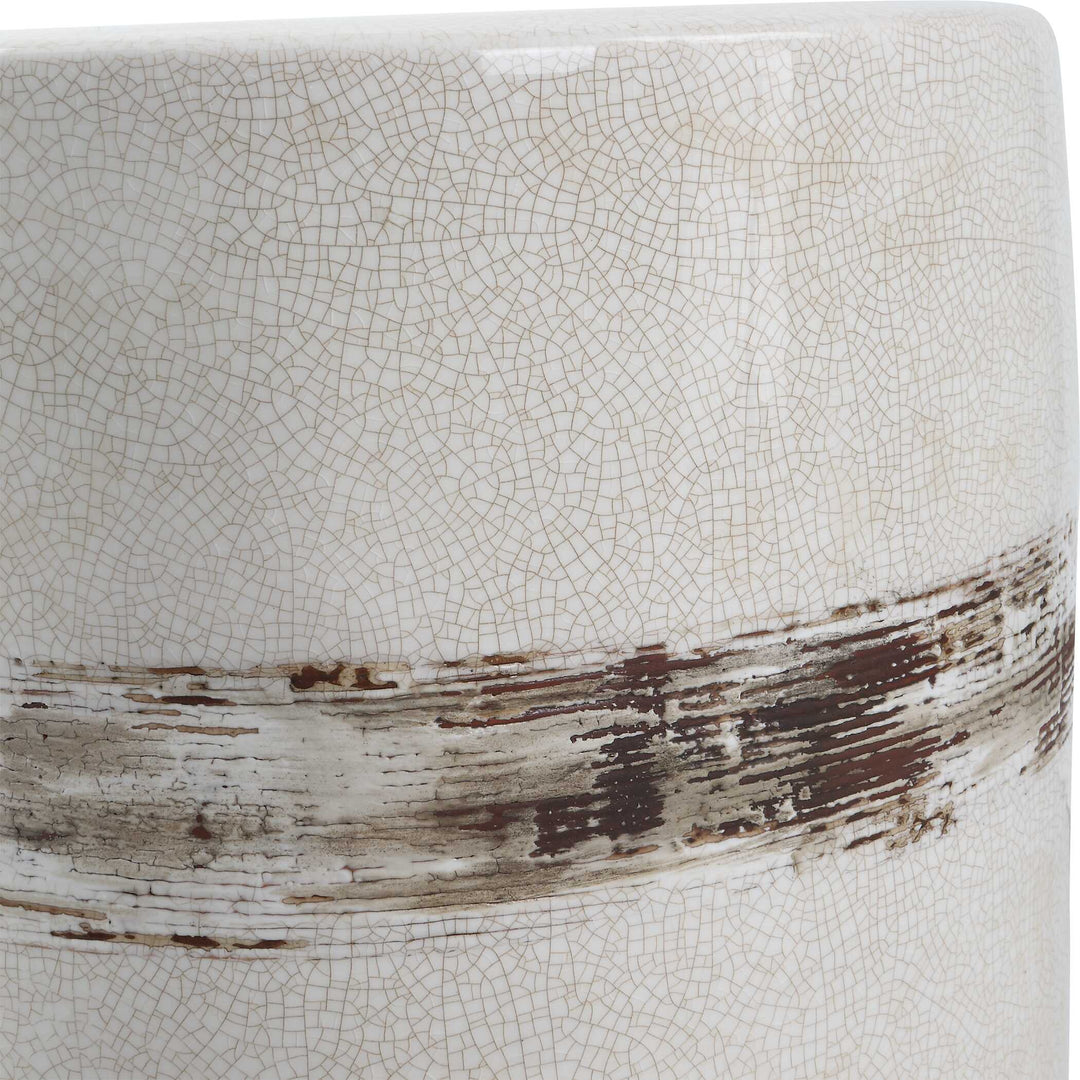 American Home Furniture Uttermost Comanche White Ceramic Garden Stool