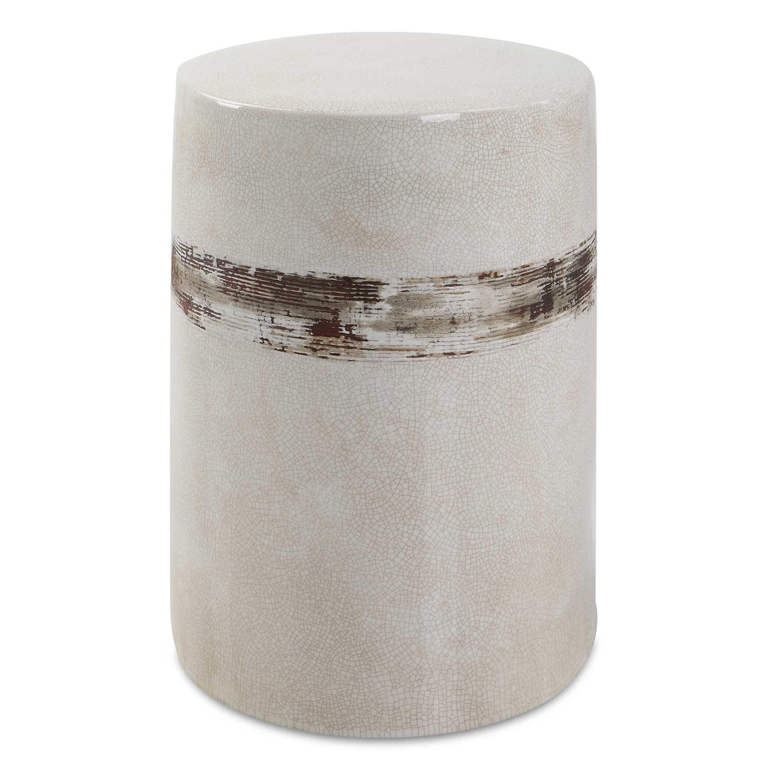 Comanche White Ceramic Garden Stool - AmericanHomeFurniture
