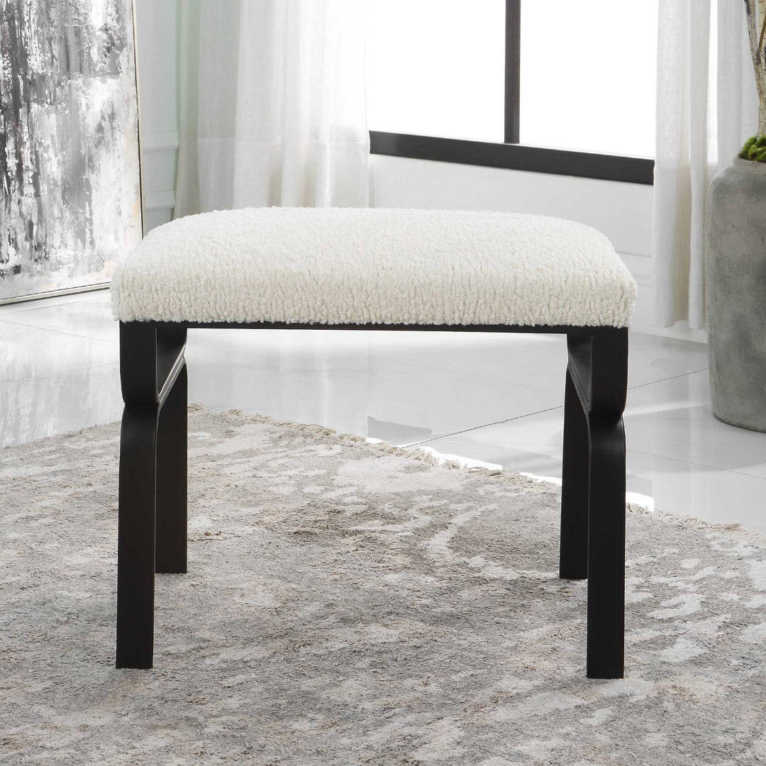 American Home Furniture Uttermost Diverge White Shearling Small Bench
