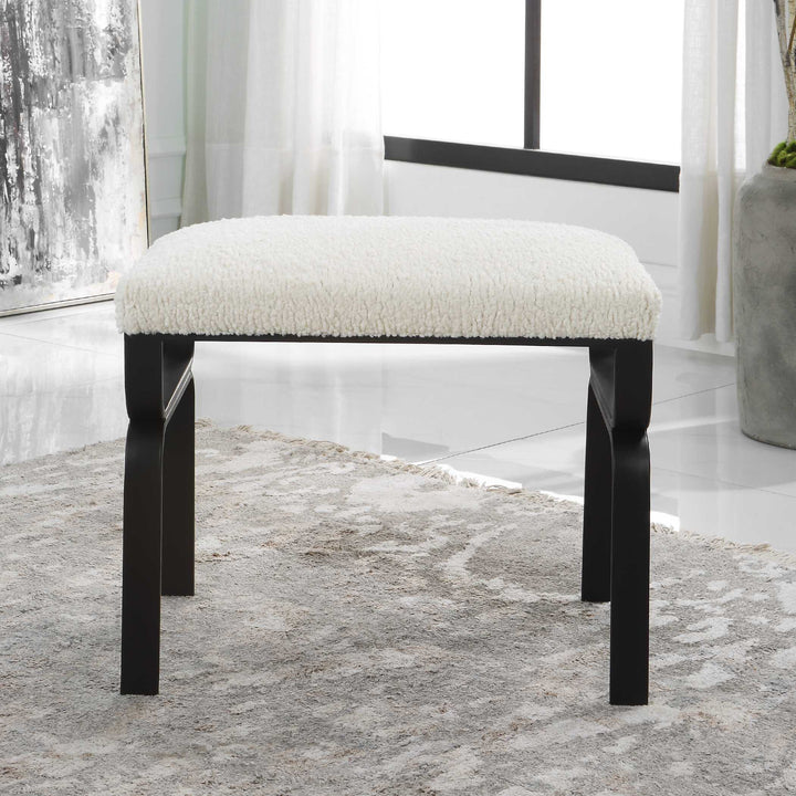 American Home Furniture Uttermost Diverge White Shearling Small Bench