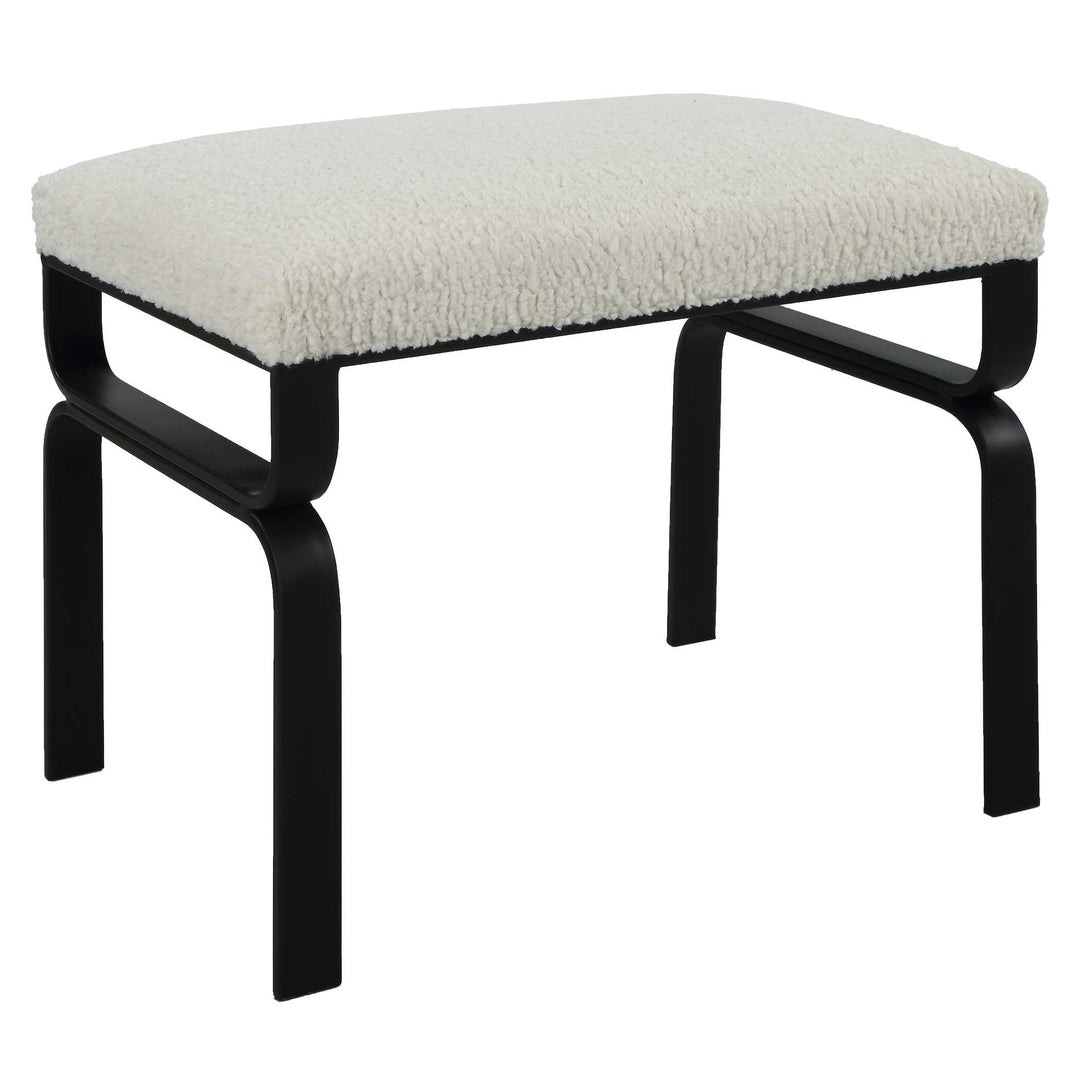 American Home Furniture Uttermost Diverge White Shearling Small Bench