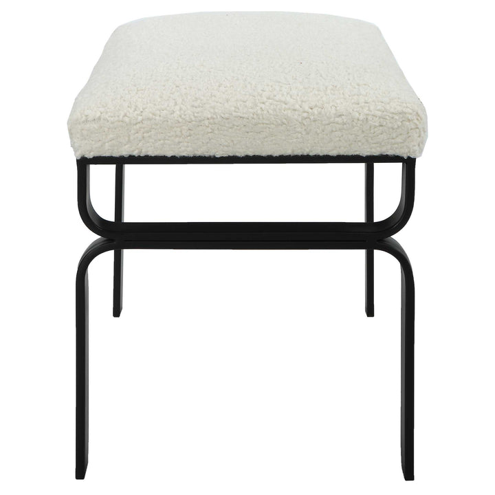 American Home Furniture Uttermost Diverge White Shearling Small Bench