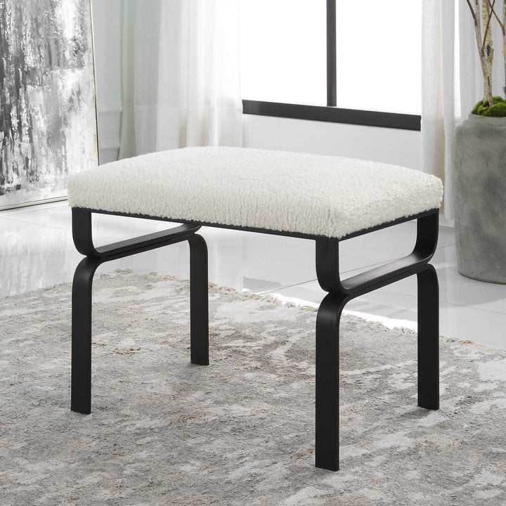 American Home Furniture Uttermost Diverge White Shearling Small Bench