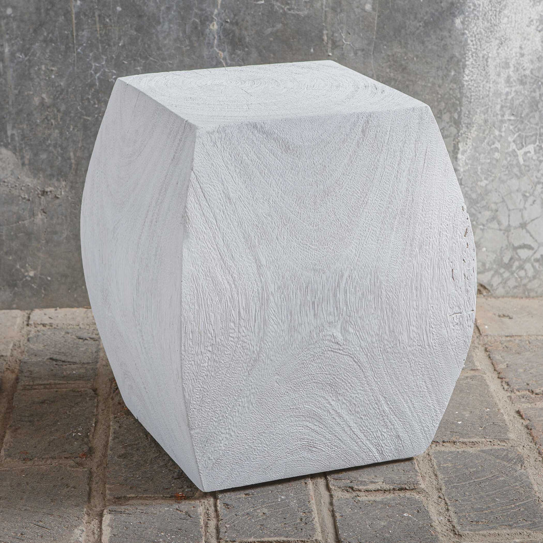 American Home Furniture Uttermost Grove Ivory Wooden Accent Stool