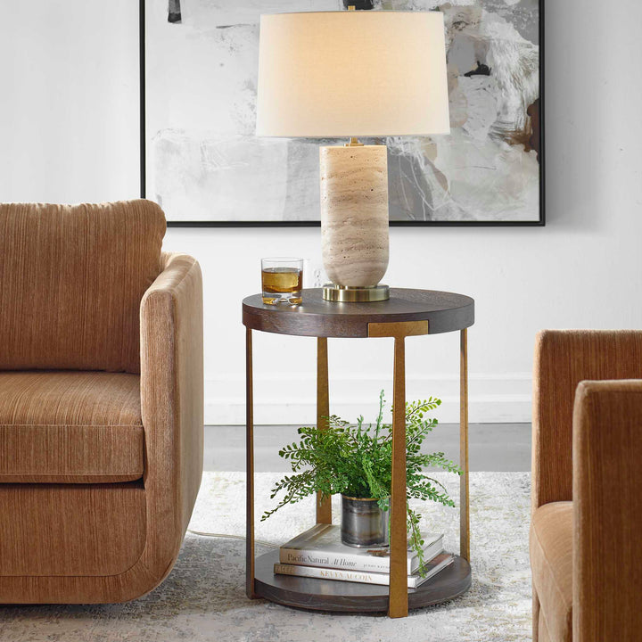 American Home Furniture Uttermost Palisade Round Wood Side Table