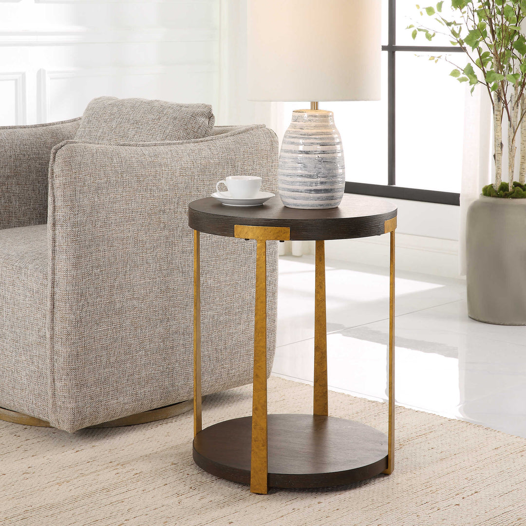American Home Furniture Uttermost Palisade Round Wood Side Table