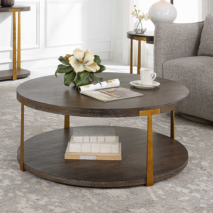 American Home Furniture Uttermost Palisade Round Wood Coffee Table