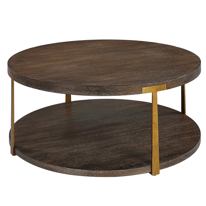 American Home Furniture Uttermost Palisade Round Wood Coffee Table