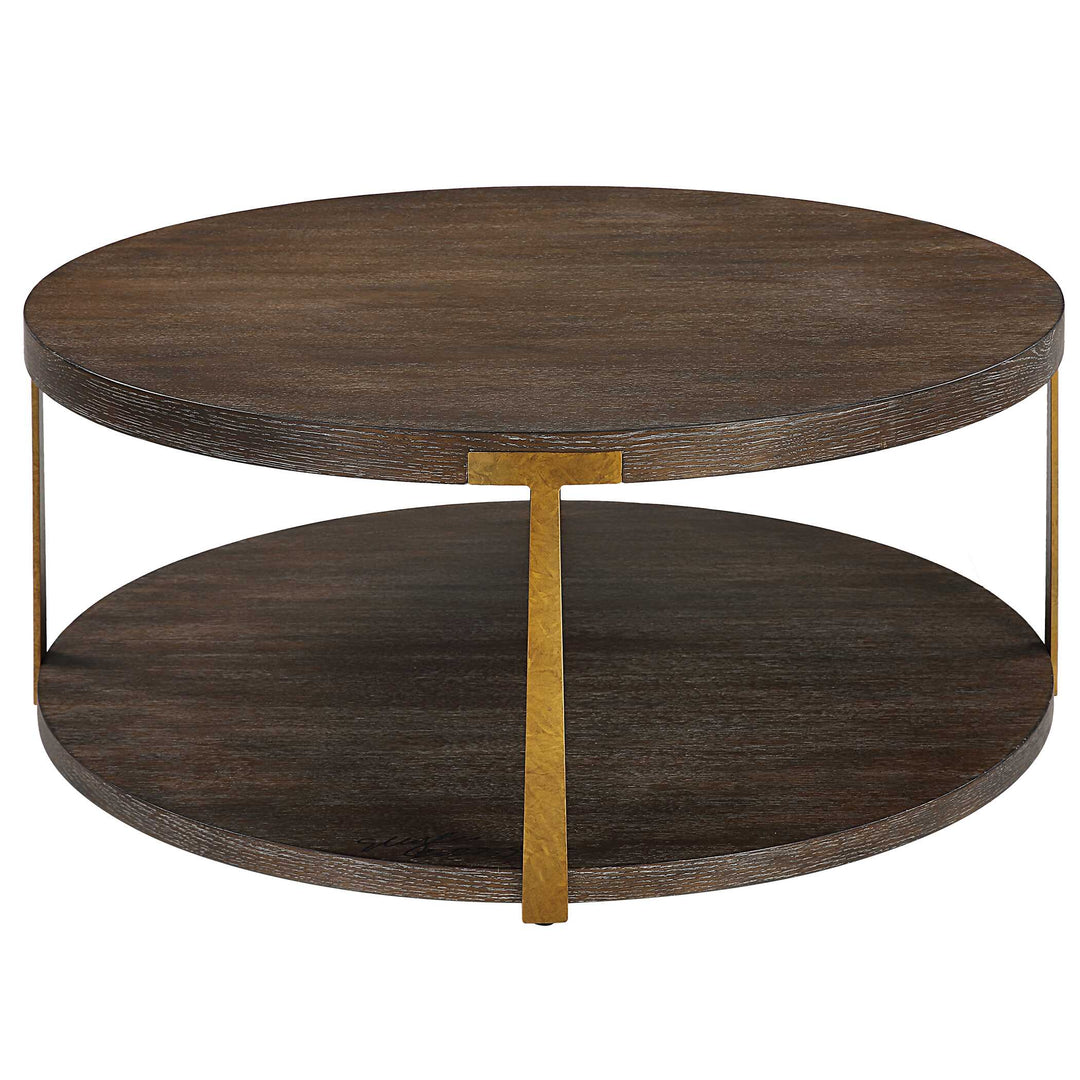 American Home Furniture Uttermost Palisade Round Wood Coffee Table