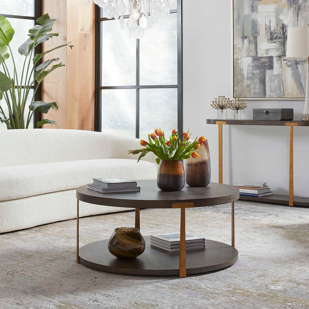 American Home Furniture Uttermost Palisade Round Wood Coffee Table