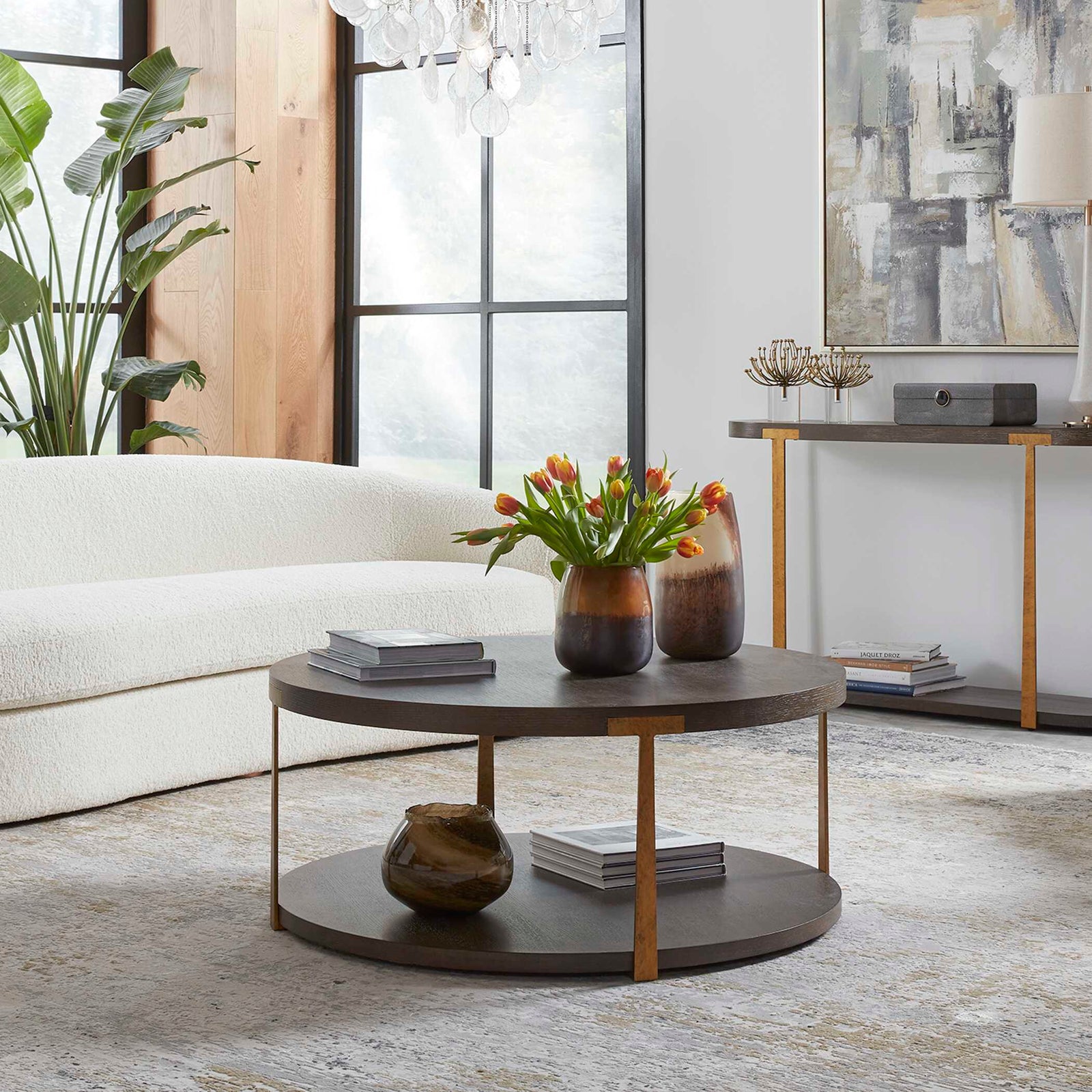 American Home Furniture Uttermost Palisade Round Wood Coffee Table