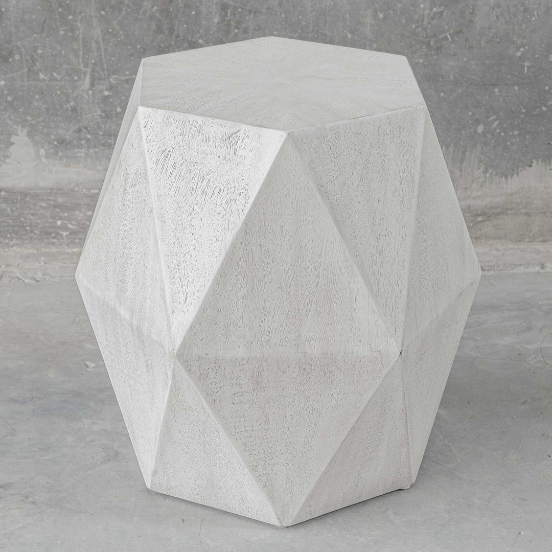 American Home Furniture Uttermost Volker White Geometric Accent Table