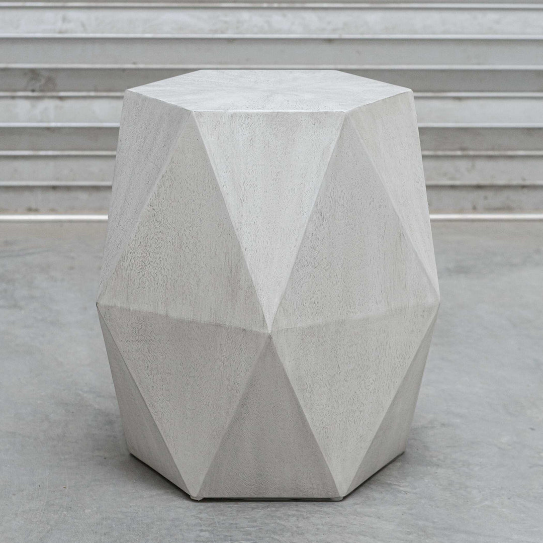 American Home Furniture Uttermost Volker White Geometric Accent Table