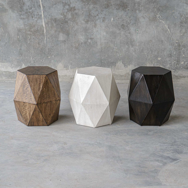 American Home Furniture Uttermost Volker White Geometric Accent Table