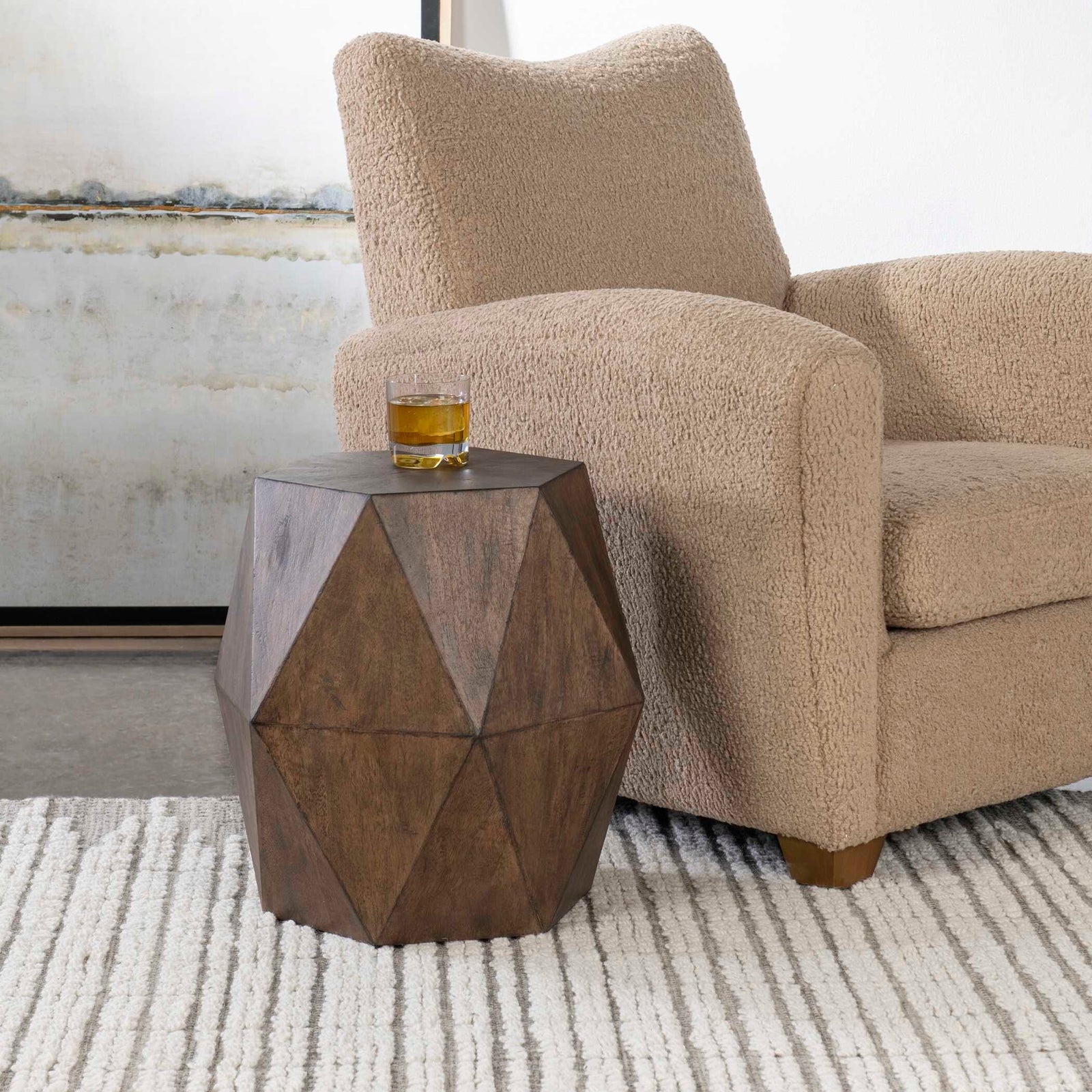 American Home Furniture Uttermost Volker Honey Geometric Accent Table
