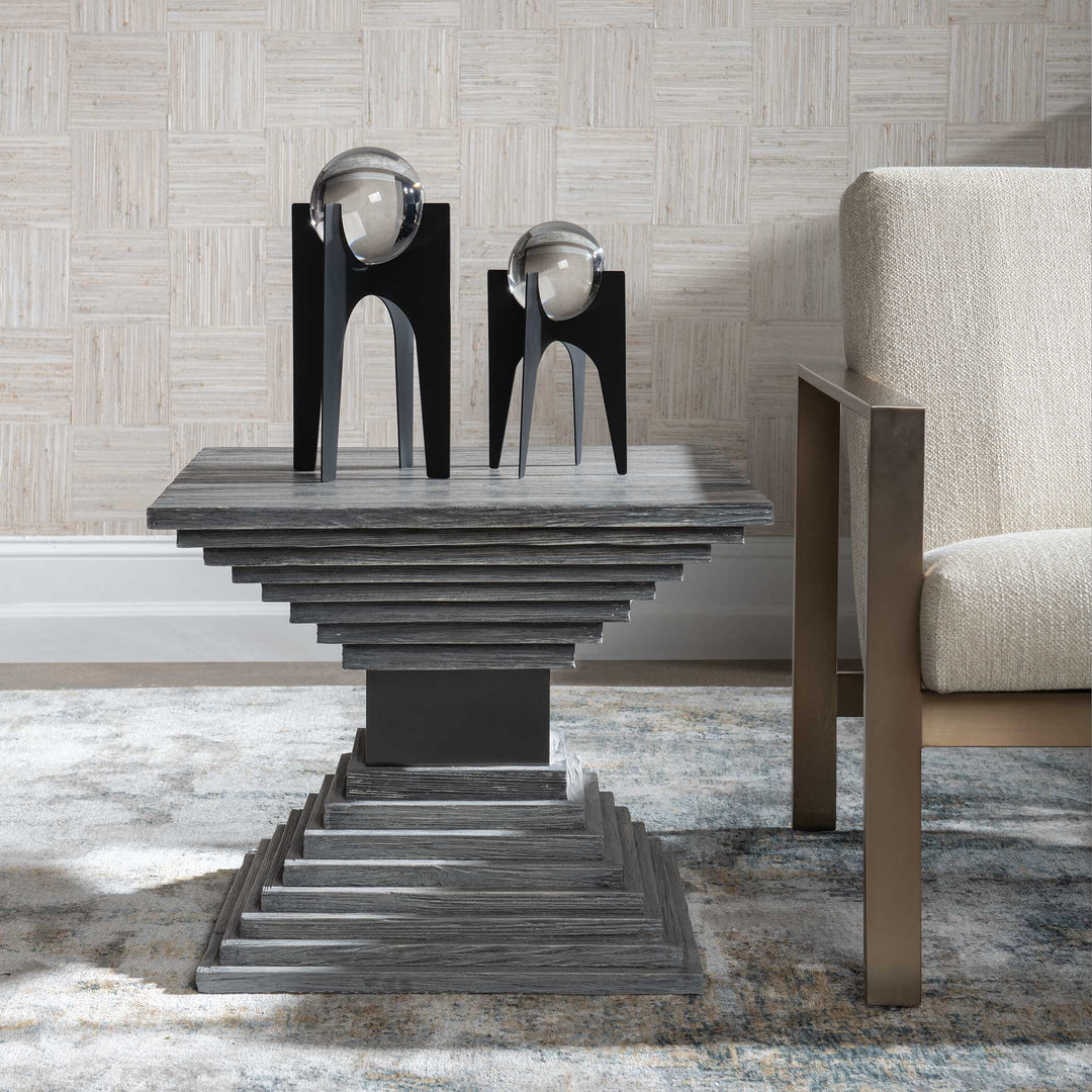 American Home Furniture Uttermost Andes Wooden Geometric Accent Table