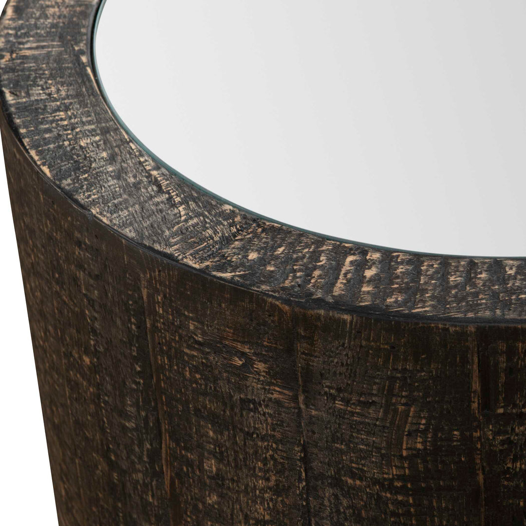American Home Furniture Uttermost Sequoia Mirrored Drum Table