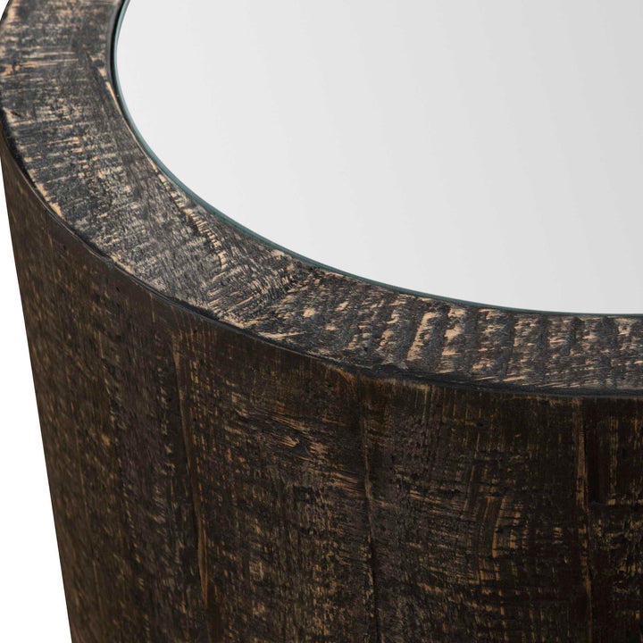 American Home Furniture Uttermost Sequoia Mirrored Drum Table