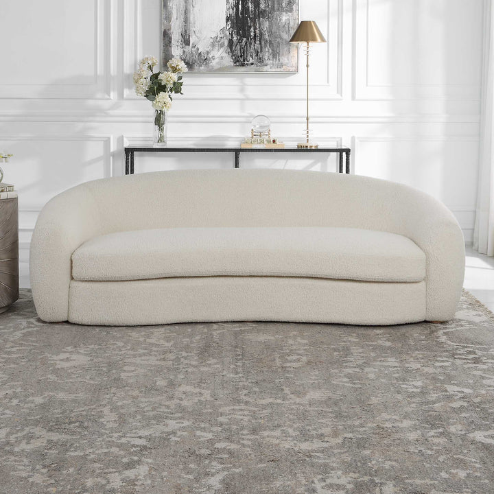 American Home Furniture Uttermost Capra Art Deco White Sofa