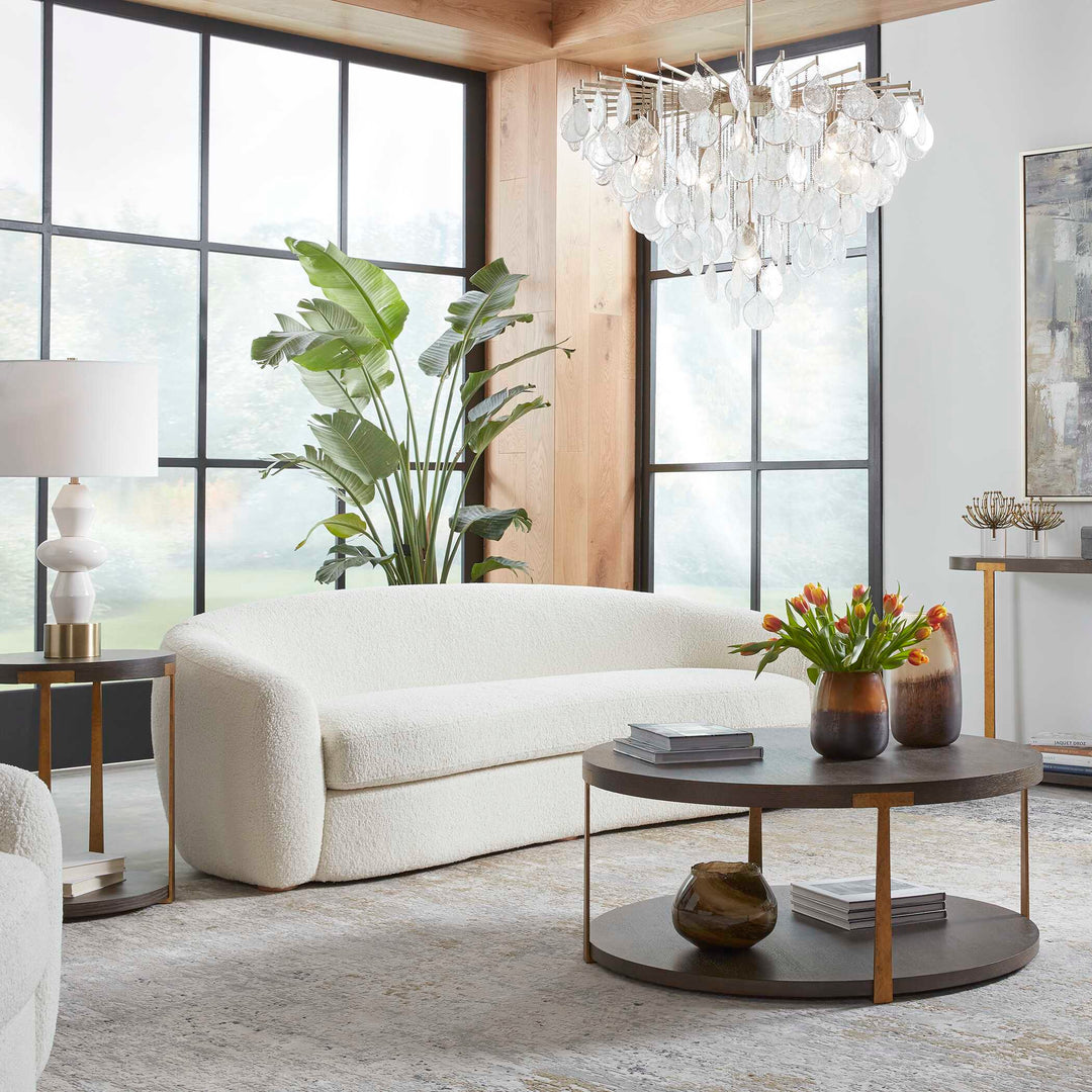 American Home Furniture Uttermost Capra Art Deco White Sofa