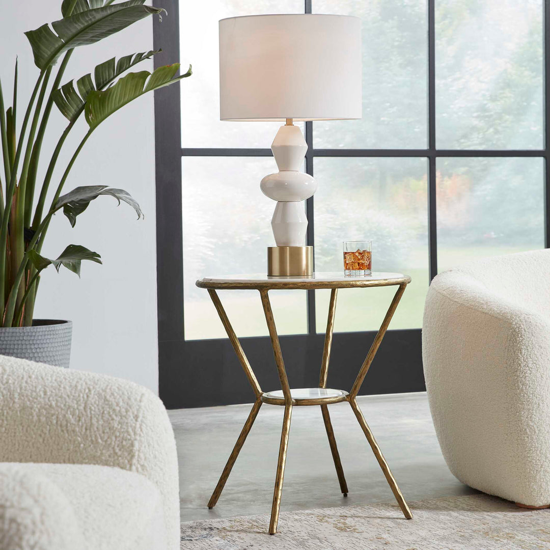 American Home Furniture Uttermost Refuge Round White Side Table