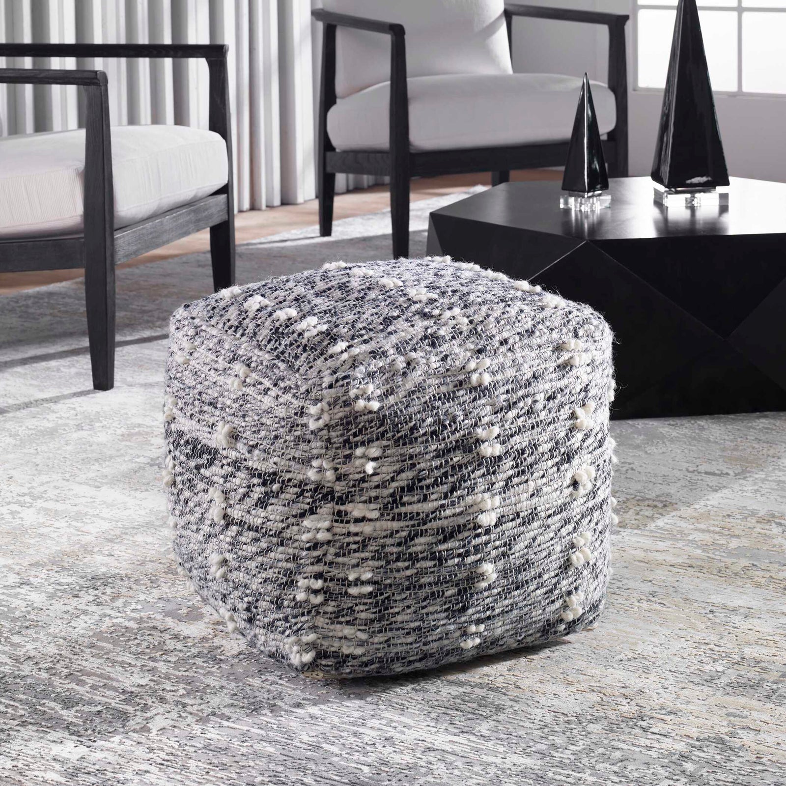 American Home Furniture Uttermost Narol Gray Pouf