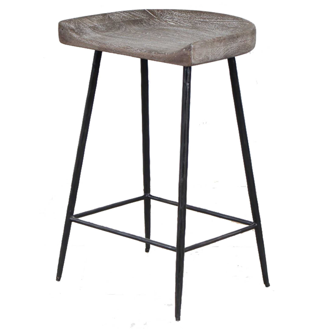 American Home Furniture Uttermost Cordova Carved Wood Counter Stool
