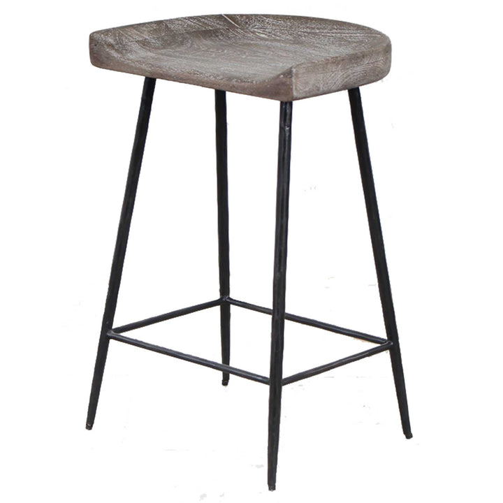 American Home Furniture Uttermost Cordova Carved Wood Counter Stool