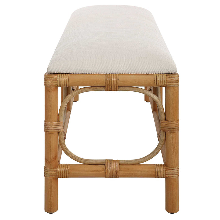 American Home Furniture Uttermost Laguna White Fabric Rattan Bench