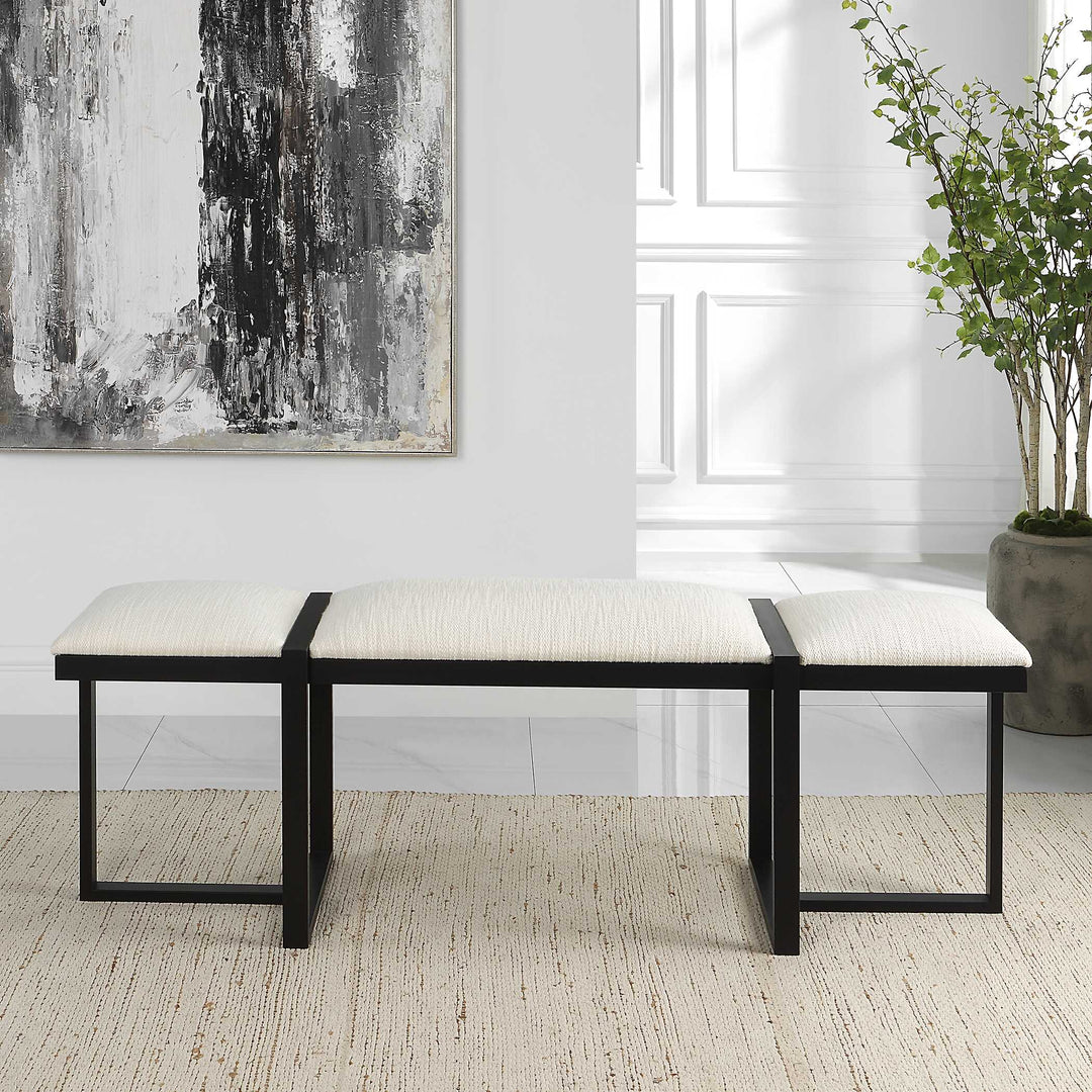 American Home Furniture Uttermost Triple Cloud Modern Upholstered Bench
