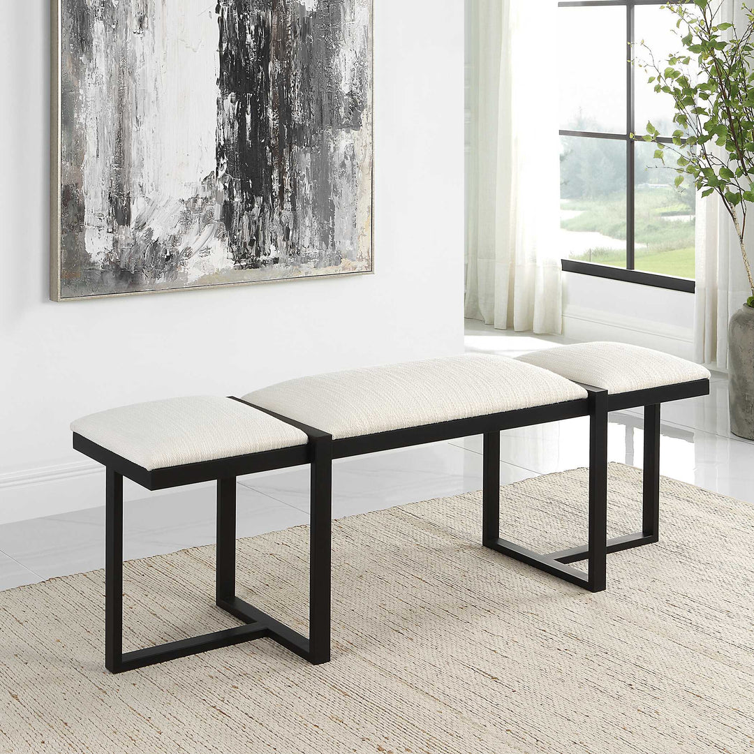 American Home Furniture Uttermost Triple Cloud Modern Upholstered Bench